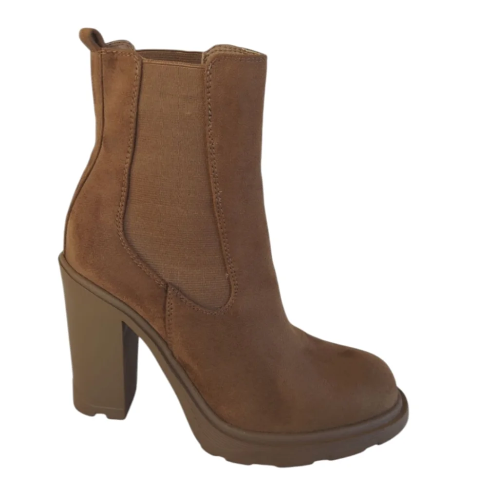 Nine West Ream Chunky Heel Suede Chelsea Ankle Boots 7M Brown - Picture 6 of 14